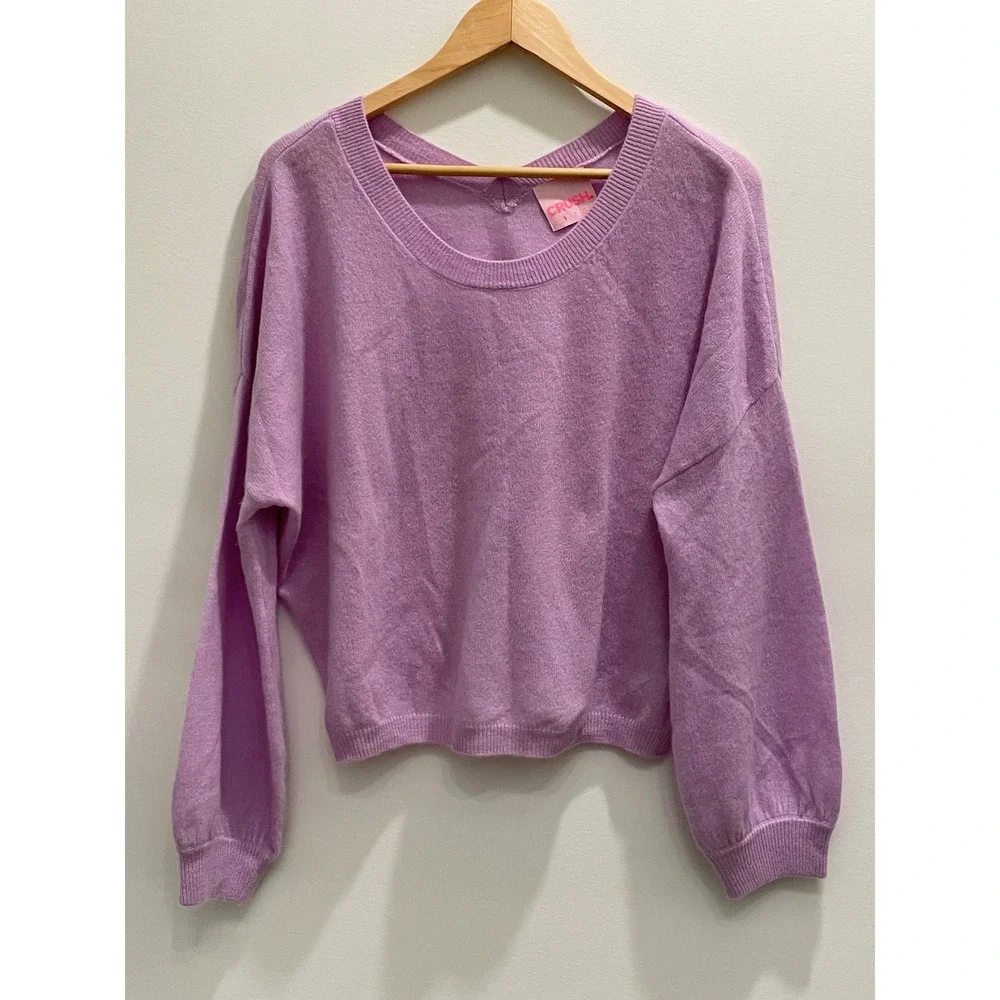 Crush Cashmere Lilac Purple Reversible V-Neck Scoop Neck Sweater Womens Size‎ 1